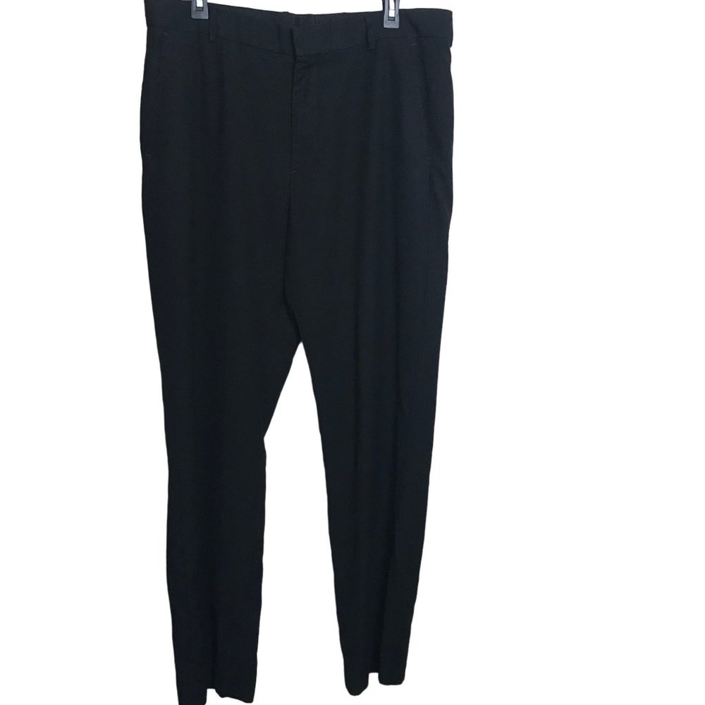 Chereskin Black Flat Front Dress Pants Straight Leg Size 36x32